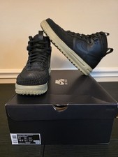 Nike Lunar Air Force 1 Duckboot Leather Black Lace-Up Men's Size 12 DZ5320 001