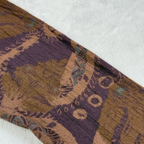 Free People Top XS Tunic Boho Stretch Cut Out Batik Purple Brown Mock Neck India - Picture 9 of 24