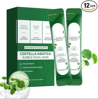 Centella Asiatica Bubble Facial Mask 12 Sheets Deep Cleaning Moisture