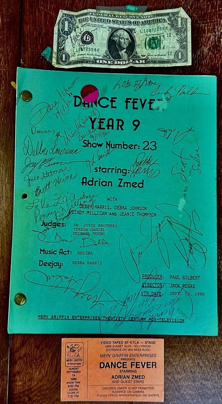 Dance Fever TV Show Cast Signed TV Script Adrian Zmed & Cast + Ticket Auto 1986