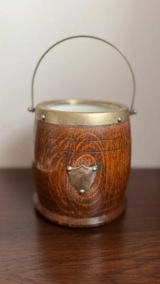 Teedose Keksfass aus Holz & Metall