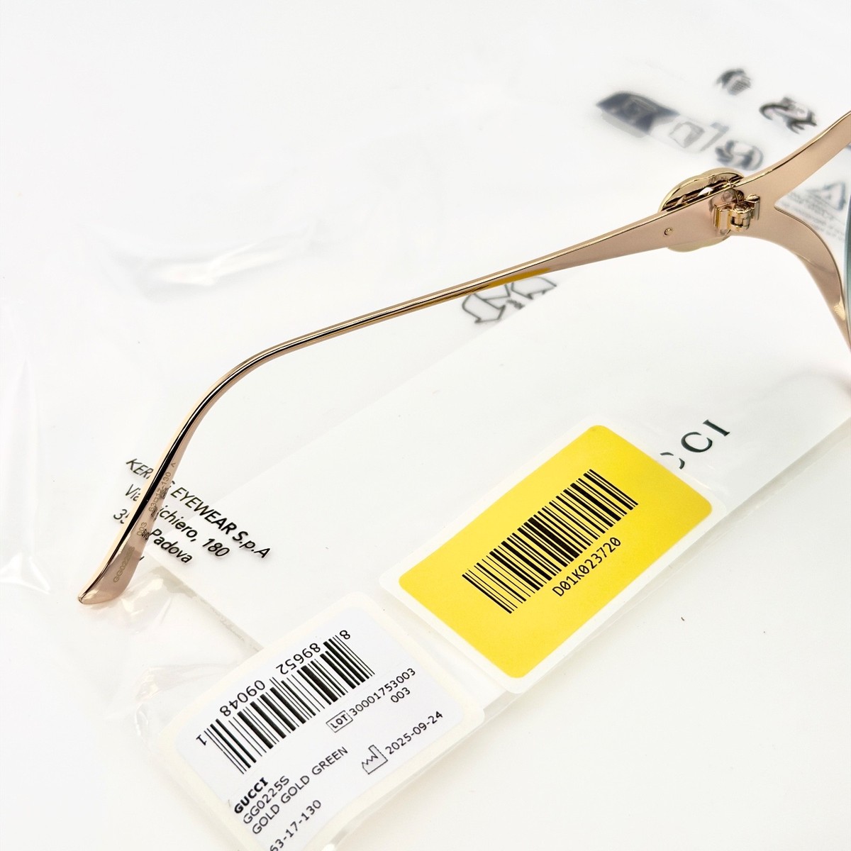 GUCCI GG0225S Gold Green 0225 GG Stripe Logo Oversized Round Metal 