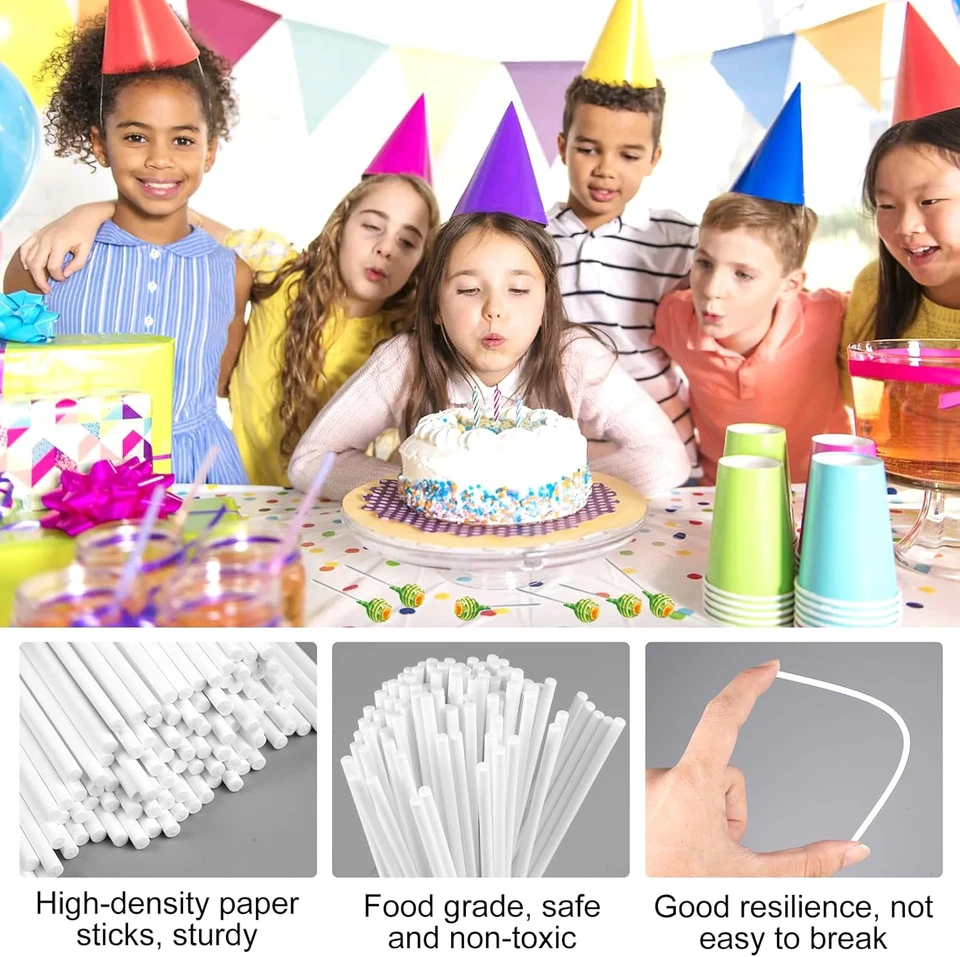 Cake Pop Stiele Papier Set 10cm 15cm Lollipop Sticks für Lollis Kuchen Desserts - Bild 3 von 4