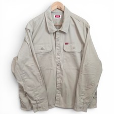 Wrangler Shirt Mens XL Beige Work Shirt Button Up Pockets Long Sleeve Casual