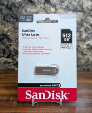 New SanDisk 512GB Ultra Luxe USB 3.2 Gen 1 Flash Drive - SDCZ74-512G-G46