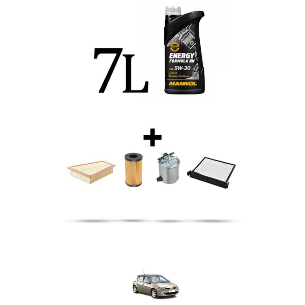 Hoffcar Inspektionskit 4 Filter Und 7L ÖL FüR Renault MéGane II 2.0 DCI 16V-image