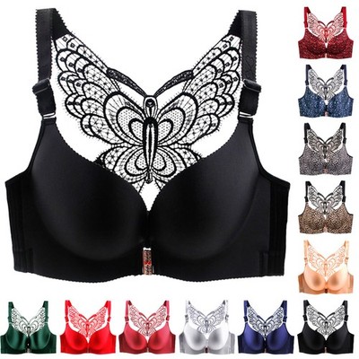 Damen Front Schnalle Super Push Up BH Schmetterling Beauty Rücken Dessous