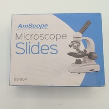 AmScope BS-50P Microscope Slides Pre-Cleaned Ground Glass Open Box (Approx 50pc)
