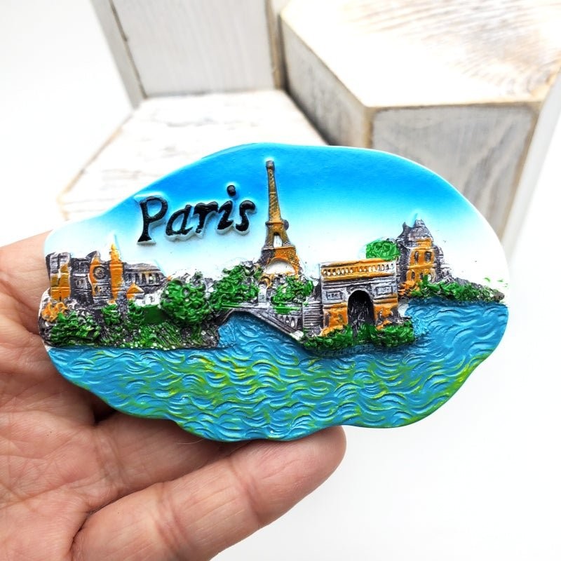 Paris Refrigerator Magnet Travel Souvenir Eiffel Tower Arc de Triomphe France