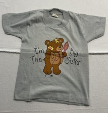 Vintage Screen Stars Big Sister Shirt Single Stitch USA Made Grey Size 2-4