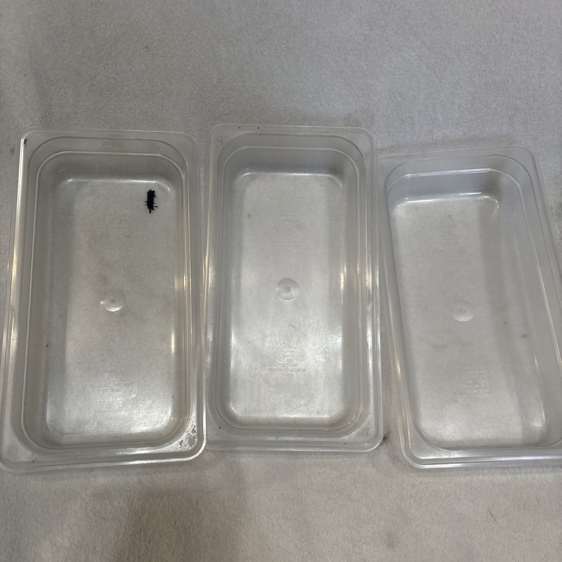 Lot 3 Clear Cambro EN 631-1 - 1/3size x 2.5in GN 1/3 2.5 Qt Restaurant Equipment