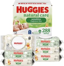 Huggies Natural Care Sensitive Baby Wipes, Unscented, 6 Pack, 288 Total Count S