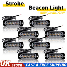 8x Amber LED Strobe Lights 12-24V Memory Function Grille Flash for Recovery Van