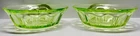 (2 Pc) Vintage Green Uranium Hocking Depression Glass Colonial Berry Bowl Set.