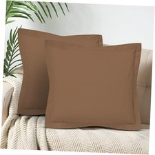 100 Egyptian Cotton Euro Pillow Shams Set of 2 24" x 24" Pack of 2 Beige