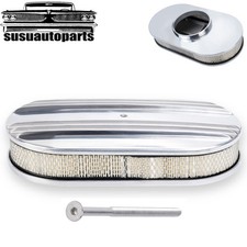15 Oval Half Finned Air Cleaner Washable For Sbc Bbc Chevy Ford 5-18 Carb Neck
