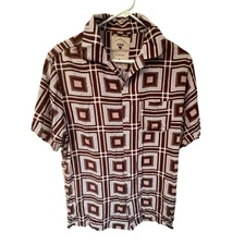 OAS The Cuba Shirt Men's Geometric Print Button Down Short Sleeve Viscose M