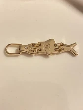 Chanel Fish Fossil Zipper Pull Button Charm (Double Sided)