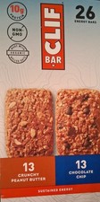 Clif Bar Variety Pack, Peanut Butter/Chocolate Chip, 2.4 oz, 26 Bars