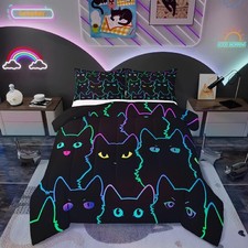 Erosebridal Teen Girl Bedding Full Size Cute Cat Kids Full, Black