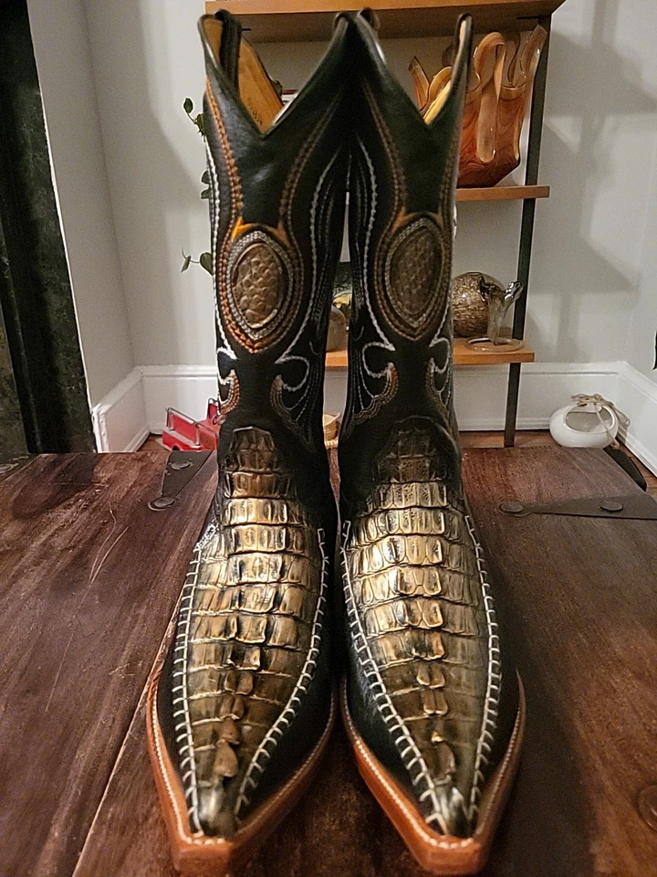 Botas Los Altos Cobre Genuino Cola de Cocodrilo con Puntera de Ciervo 3X M 10EE 952834 USADAS EN EXCELENTE ESTADO Foto 2 de 4