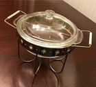 FIRE KING DIVIDED CASSEROLE BAKING DISH ATOMIC CHAFING DISH WARMING STAND MCM — photo 4