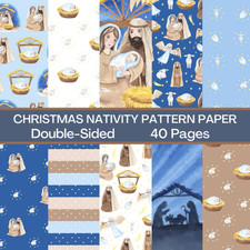 Christmas Nativity Scrapbook Paper 40 Pages: Double Sided Pattern Paper for Scra
