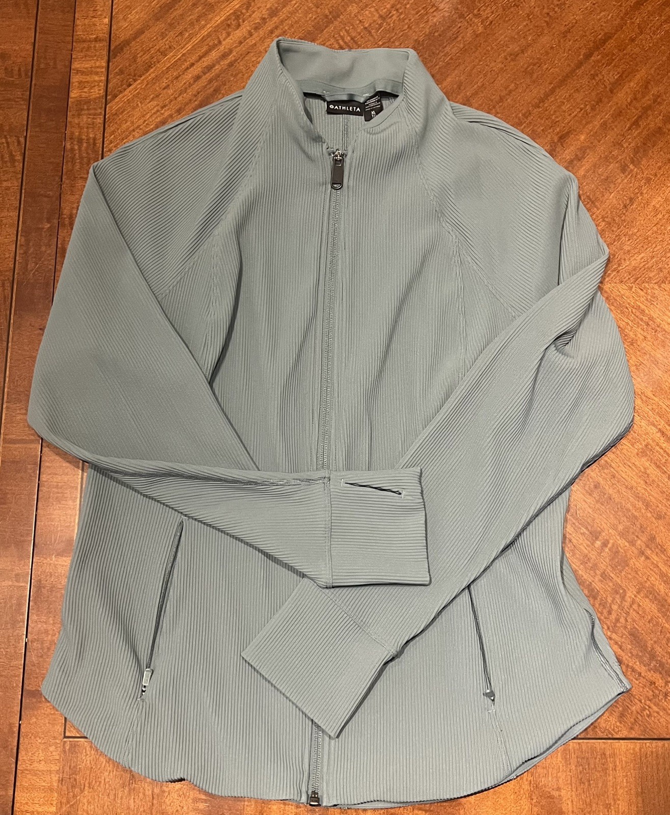 Athleta Salutation Ribbed Jacket XLarge sage/blue… - image 1