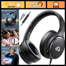 Active Noise Cancelling USB C Over-Ear Headphones - Wired, Black, High-Quality S