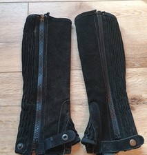 Perris cuir daim noir demi chaps équitation équitation adulte XXS