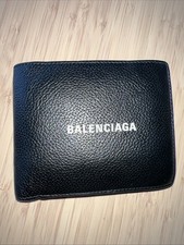 Balenciaga Everyday Leather Bifold Wallet Silver Hardware Black Authentic