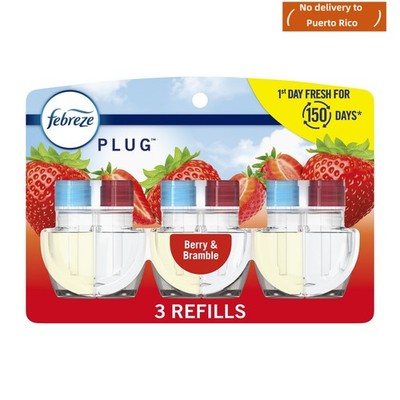 3 Refills Plug In Air Freshener, Odor-Fighting Scented Oil Refill, Berry&Bramble