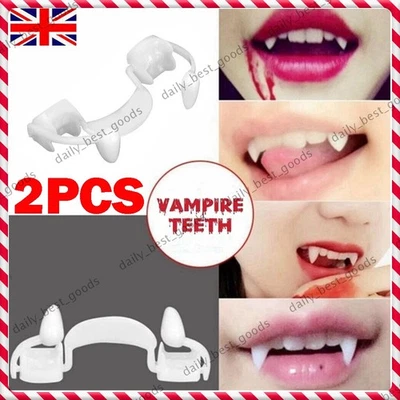 2x Costume Zombie Tooth Halloween Party Cosplay Vampire Fangs Retractable Teeth
