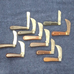 Vintage Lot of 10 Hawkbill Folding Knives Used/Working Condition Lot 2