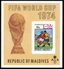 Maldives 1974 - FIFA World Cup Soccer - Souvenir Stamp Sheet - Scott #523 - MNH