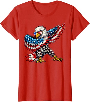 American Flag Bald Eagle Patriotic Eagle 4th of July Ladies' Crewneck T-Shirt