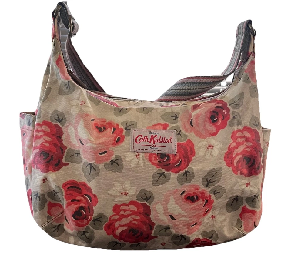 De colección CATH KIDSTON London Oilcloth Beige con Rosas/Floral, Cartera Bolso Bandolera Usado en Excelente Condición! Foto 4 de 4