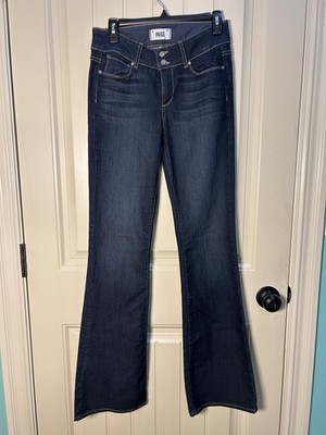 Paige Women's Jeans Dark Blue Denim Hidden Hills Bootcut 28x 33.5 Cotton Blend