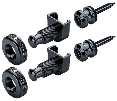 Genuine Schaller BLACK S-Lock Guitar Strap Locks Pair/Set, Made in Germany