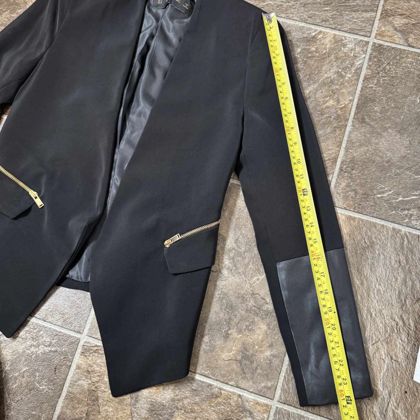 Zara Basic Open Front Black Blazer Jacket Lined S… - image 8