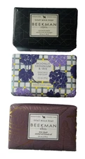 BEEKMAN 1802 Fig Leaf + Moonlit Geranium & Iris PURE GOAT MILK SOAP  3.5 oz each