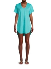 Time and Tru Women’s Missy Waffle Coverup With Hood Turquoise Small (4-6) NWT