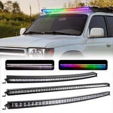 42" or 50'' LED Light Bar RGB Color Changing Offroad For Jeep Ford Toyota Chevy