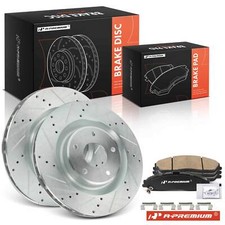 A-Premium Front Drilled Brake Rotor & Brake Pad for Chevrolet Corvette 2005-2013