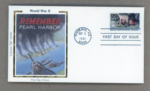 US FDC Colorado Silk Cachet 1991 Phoenix AZ World War II Set of 10 First Day - Picture 4 of 4