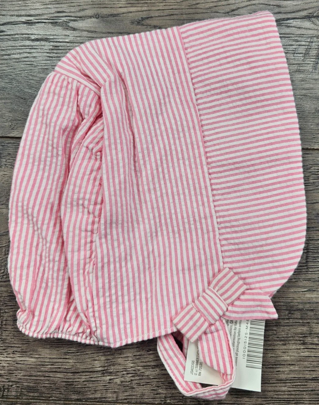 Baby Girl Clothes New Janie & Jack 6-12 Month Pink Striped Bonnet Hat