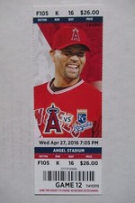 ANGELS VS ROYALS 4/27/2016 FULL TICKET ~ MIKE TROUT HR / ALBERT PUJOLS
