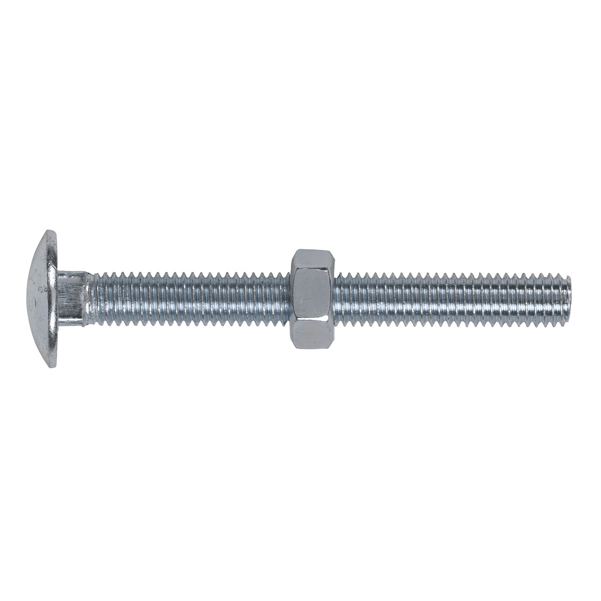 Sealey CBN875 Zinc Plated Coach Bolt & Nut M8 x 75mm, DIN 603 - Pack of 50