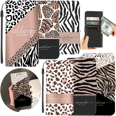 Personalised Phone Case For Samsung Galaxy S24 S23 FE S22 S21 Leather Flip Cover