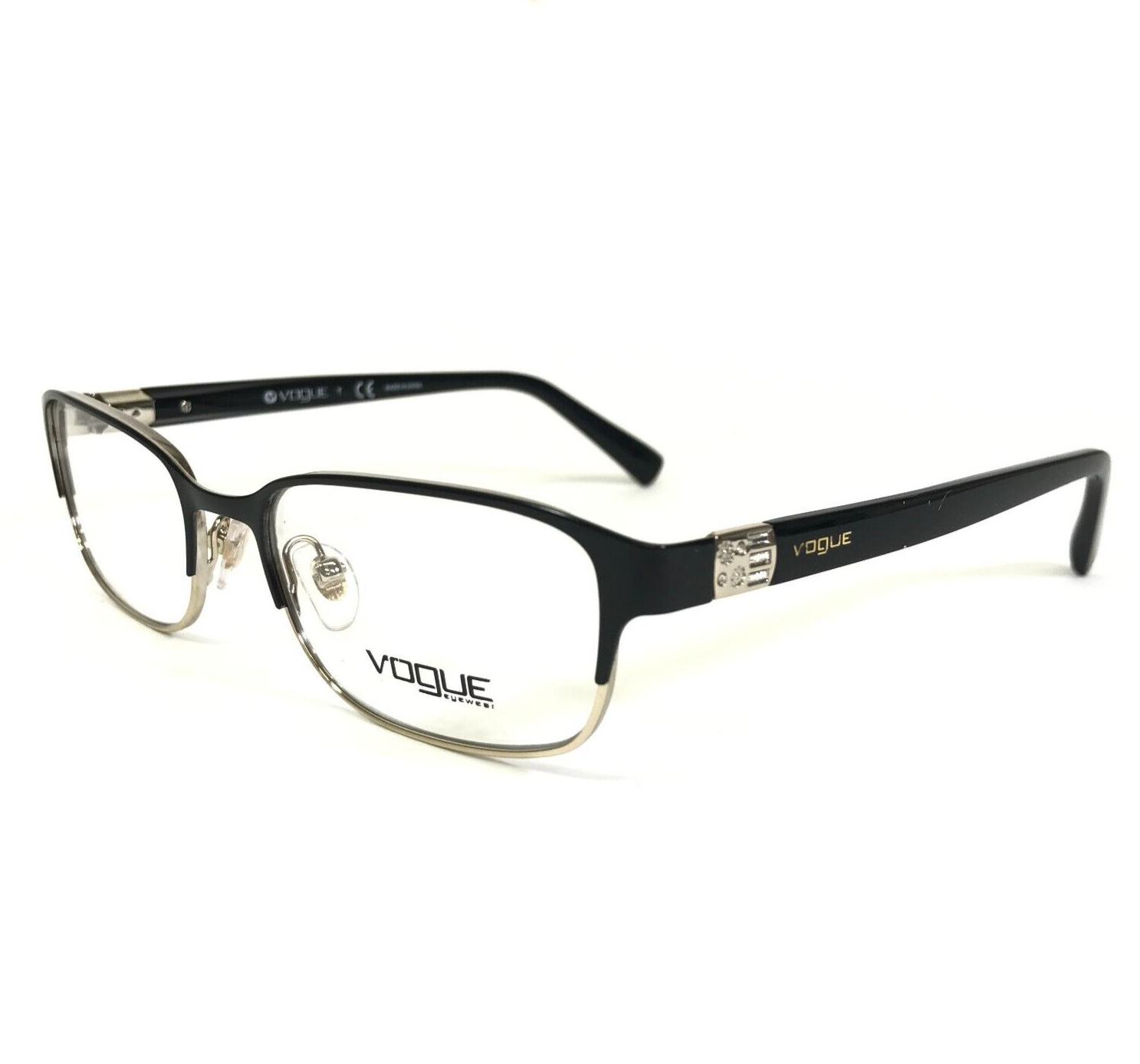 Vogue Eyeglasses Frames VO4073-B 352 Black Gold Rectangular Full Rim 51-17-135